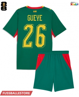Günstige Senegal Pape Gueye #26 Auswärts Trikotsatzt Kinder WM 2026 Kurzarm (+ Kurze Hosen)